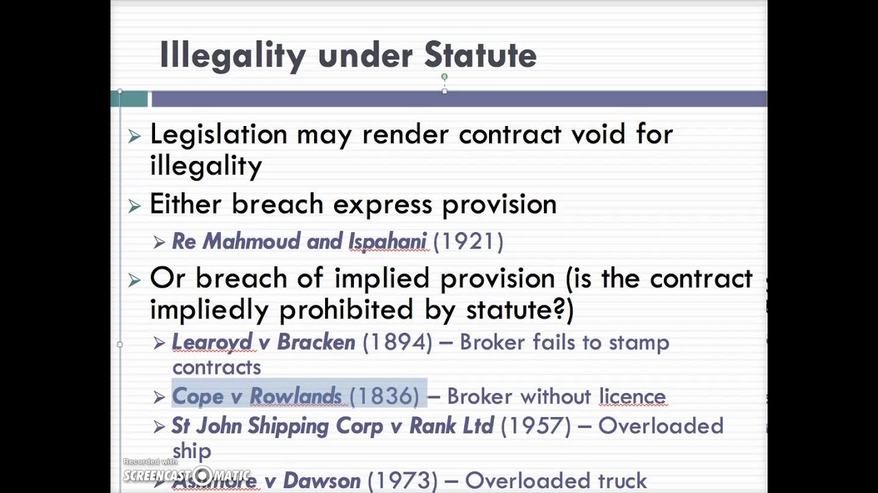 Illegality Lecture (2 of 4)