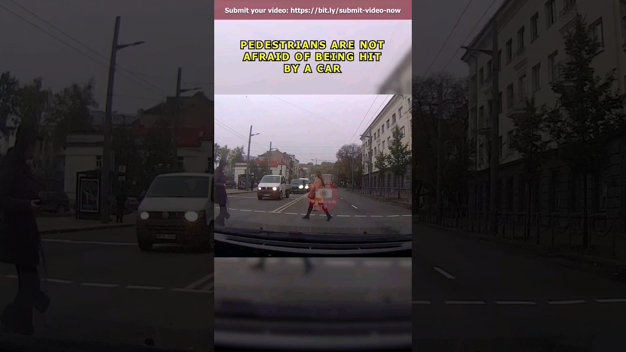 Pedestrians are not afraid of being hit by a car #cars #drivers #driving #pedestrian #dashcamvideos