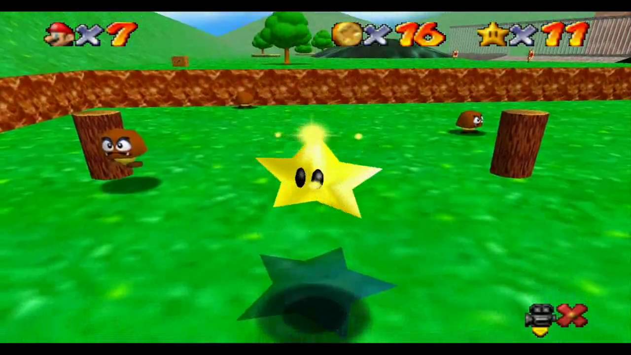 Super Mario 64 Course 1 - Bomb Omb Battlefield all stars