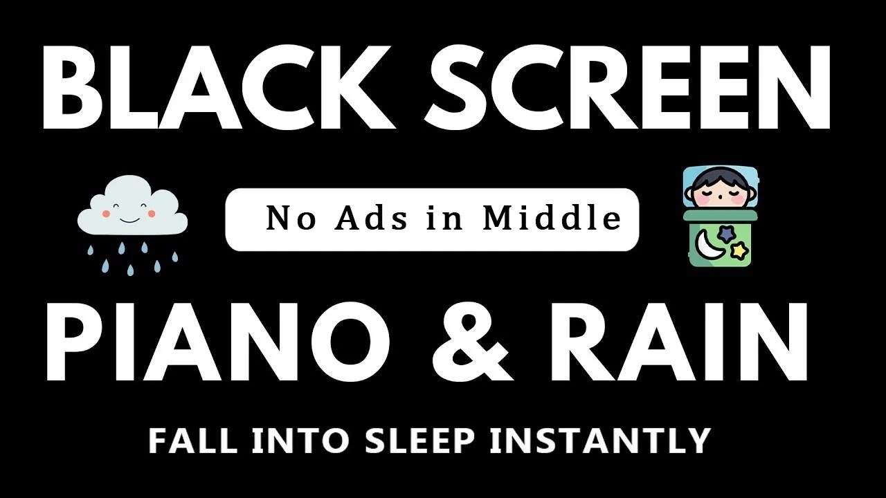 Peaceful Piano & Soft Rain, 24 Hours no ADS in Middle for Relaxing Music｜ Stress Relief, Sleep Music