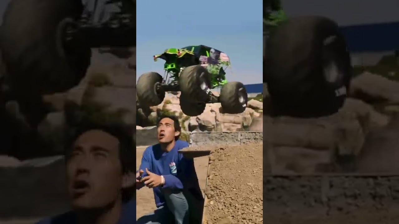Zach King tests his Monster Jam RC truck 🔥 #Shorts