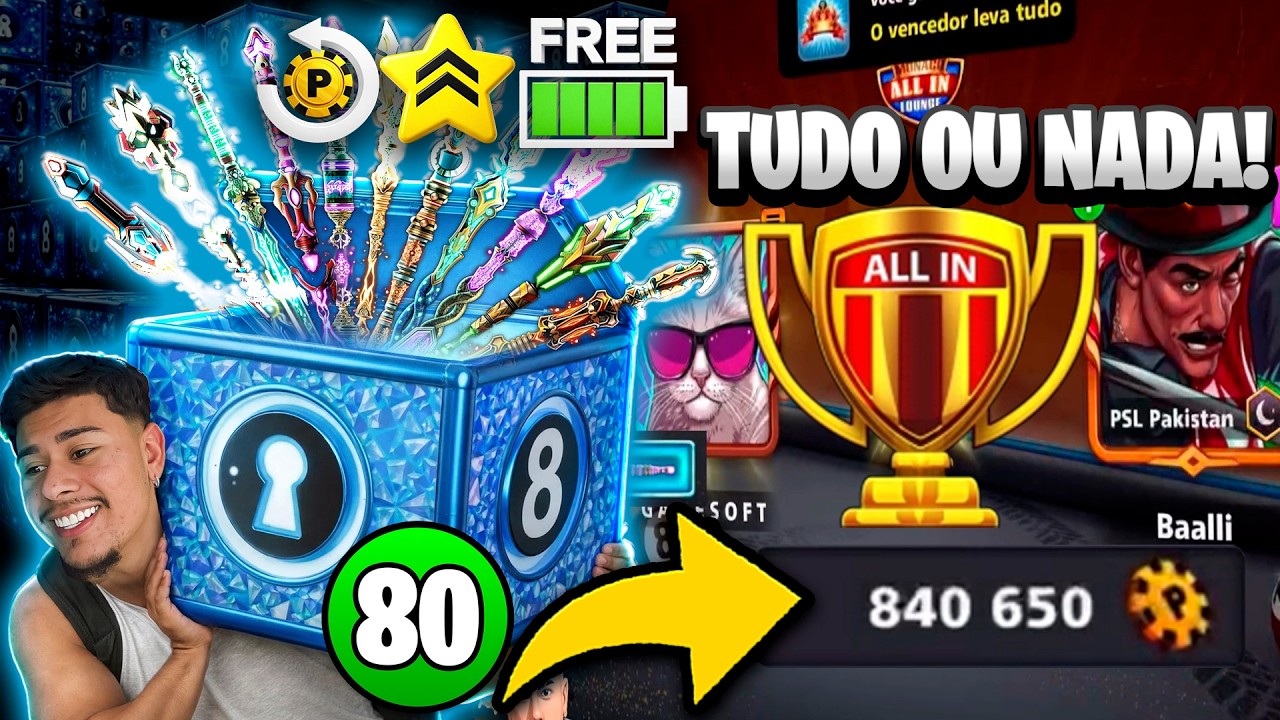 FUI PRA MESA DO TUDO OU NADA APOSTANDO TODAS AS MINHAS FICHAS NO 8 BALL POOL 😭
