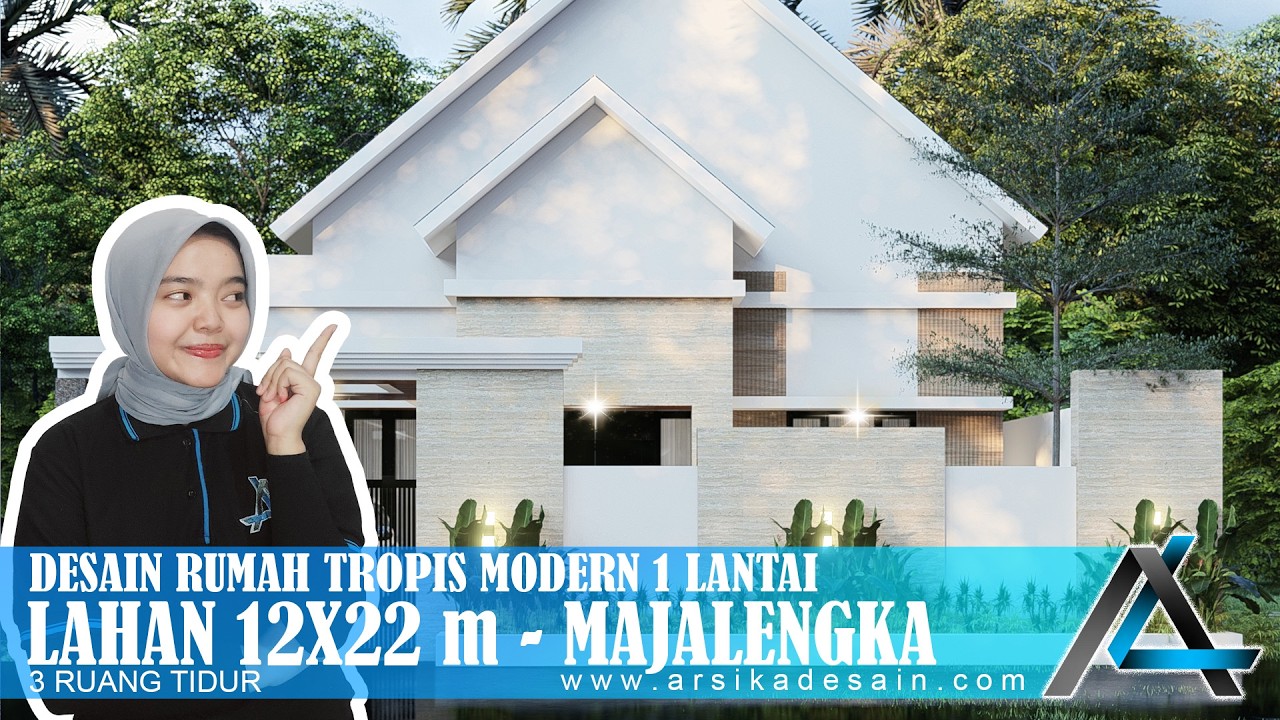 DESAIN RUMAH 12 X 22 METER I MAJALENGKA - RUMAH TROPIS MODERN #arsitekjakarta #arsikajakarta