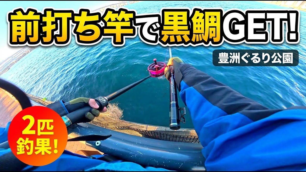 [ヘチ釣り] 前打ち竿で釣る！　豊洲ぐるり公園で黒鯛工房の前打ち竿を使って黒鯛を釣る!