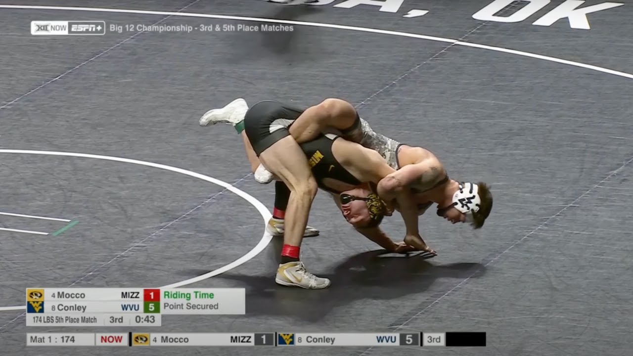 174lbs Brody Conley (West Virginia) vs Peyton Mocco (Missouri)