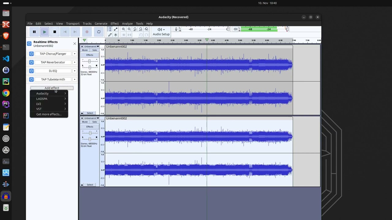 Playing wih Audacity Realtime Effects