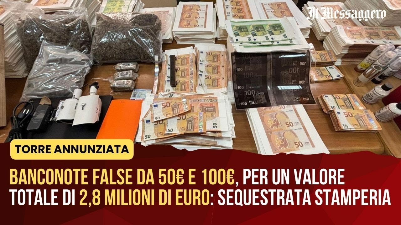 Banconote false da 50 e 100 euro: sequestrata stamperia con 2,8 milioni di euro a Torre Annunziata