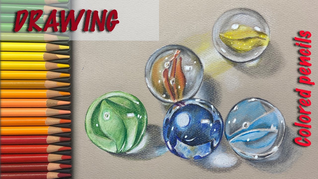 How to draw a realistic marble with colored pencils , step by step . Easy to follow.