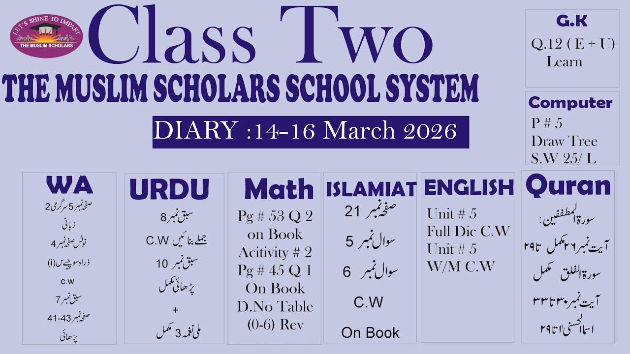 Class Two Online Class , 11 March 2026 , Tmsss