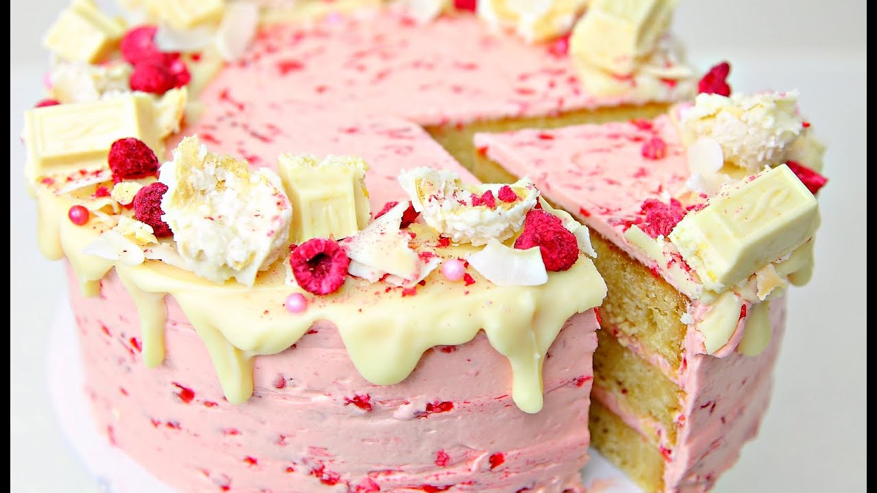 White Chocolate Coconut Raspberry Cake
