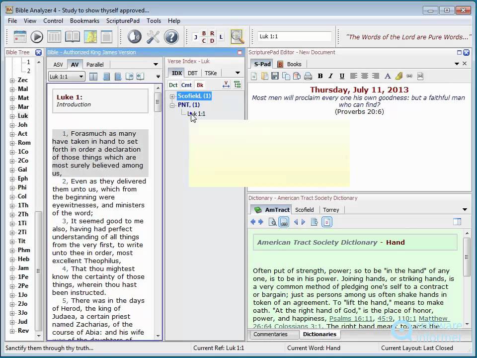 Trying out Bible Analyzer