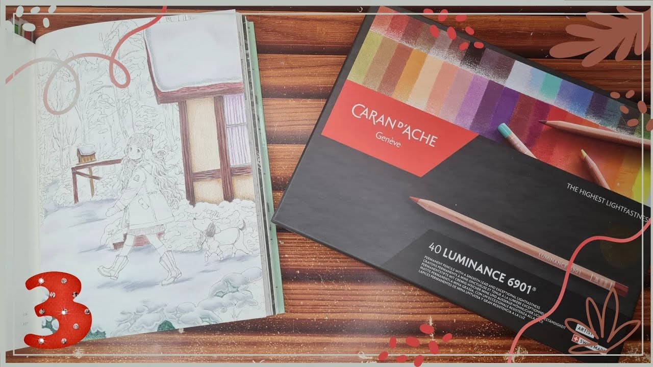 COLORINDO DIA DE NEVE - Four Seasons Coloring book - Aeppol com CARANDACHE LUMINANCE 40 cores