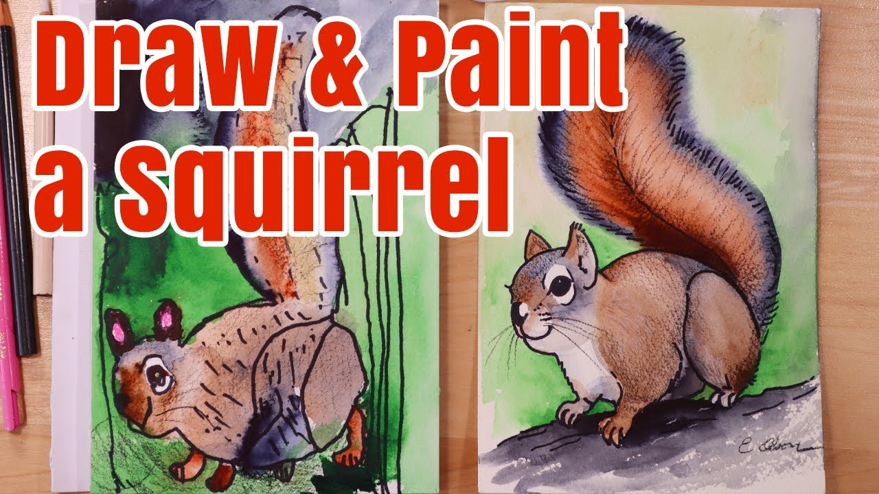 How to Draw and Paint a Squirrel - Kids Watercolor Tutorial