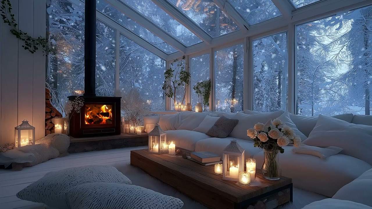 ❄️ 3 Hour Cozy Winter Piano | Snowy Day Atmosphere for Relaxation & Focus