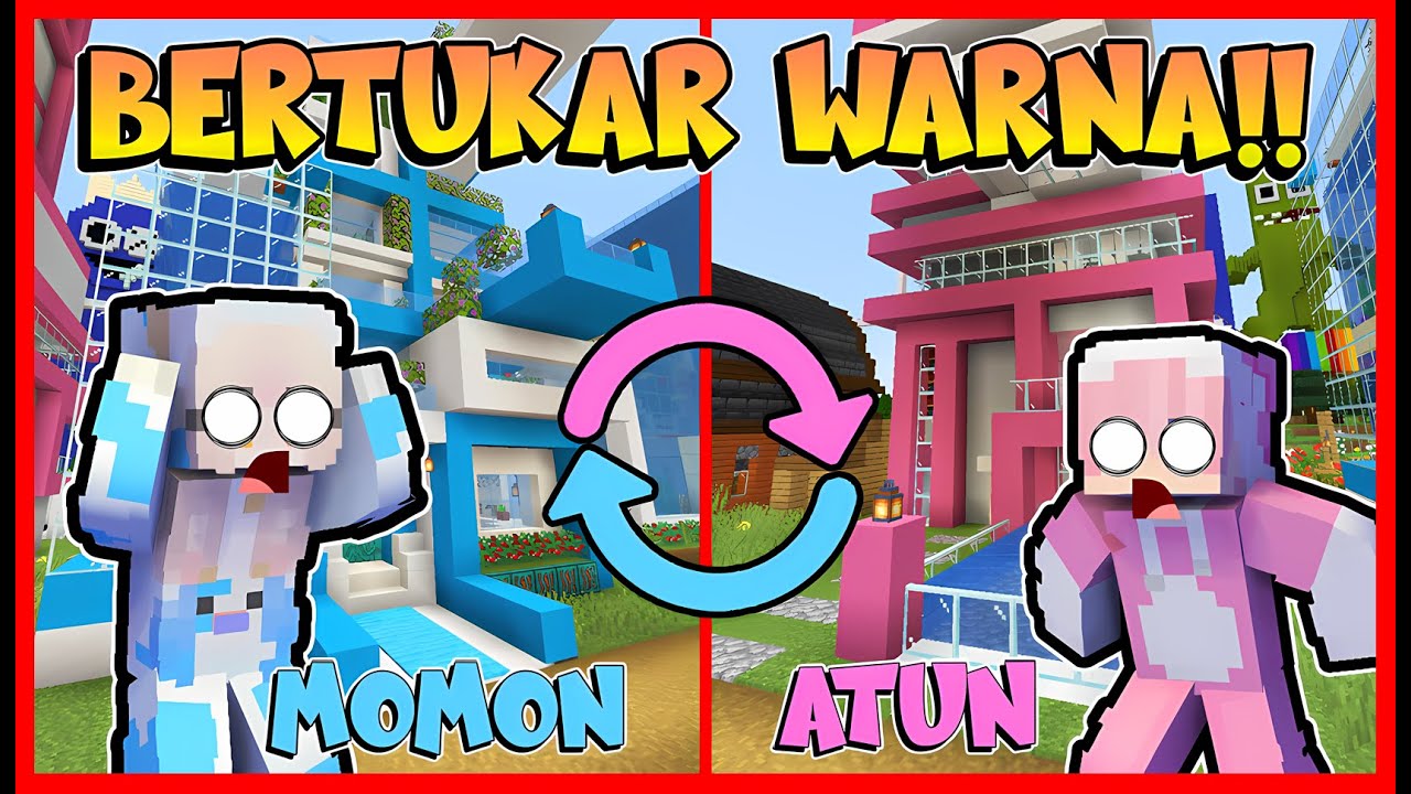 ATUN & MOMON TIBA2 BERTUKAR WARNA.. ATUN JADI PINKY GUYS !! Feat 
