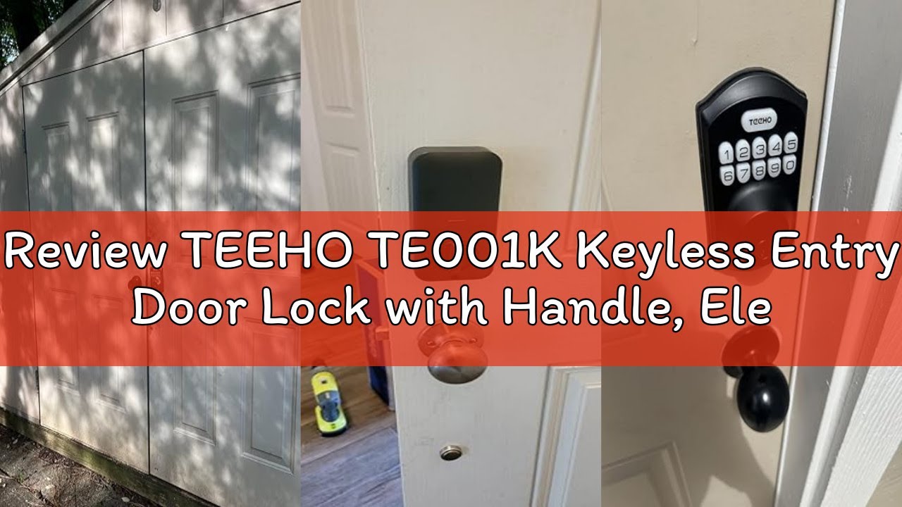 Review TEEHO TE001K Keyless Entry Door Lock with Handle, Electronic Keypad Deadbolt with 2 Knobs, Hi