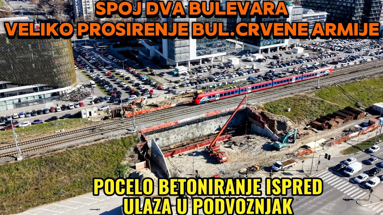 Pocelo betoniranje ispred ulaza u Podvoznjak spoj 2 bulevara,Crvene Armije sa parkinzima prosirenje
