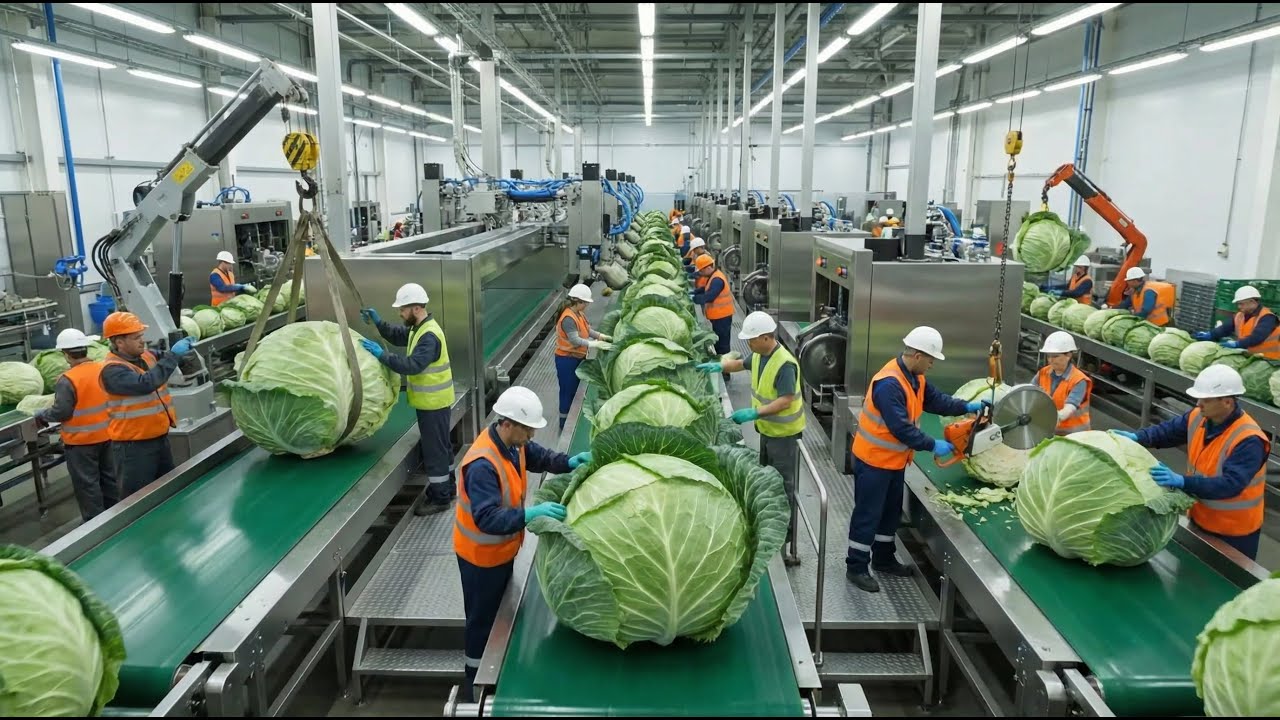 INSANE Modern Cabbage Processing Factory: Full Automation, Robotics & High-Speed Packaging