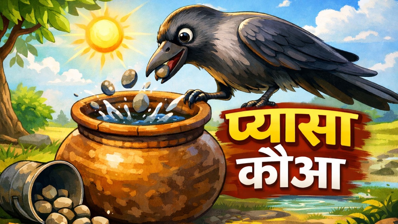 प्यासा कौवा की कहानी | Thirsty Crow Story in Hindi | Moral Story for Kids