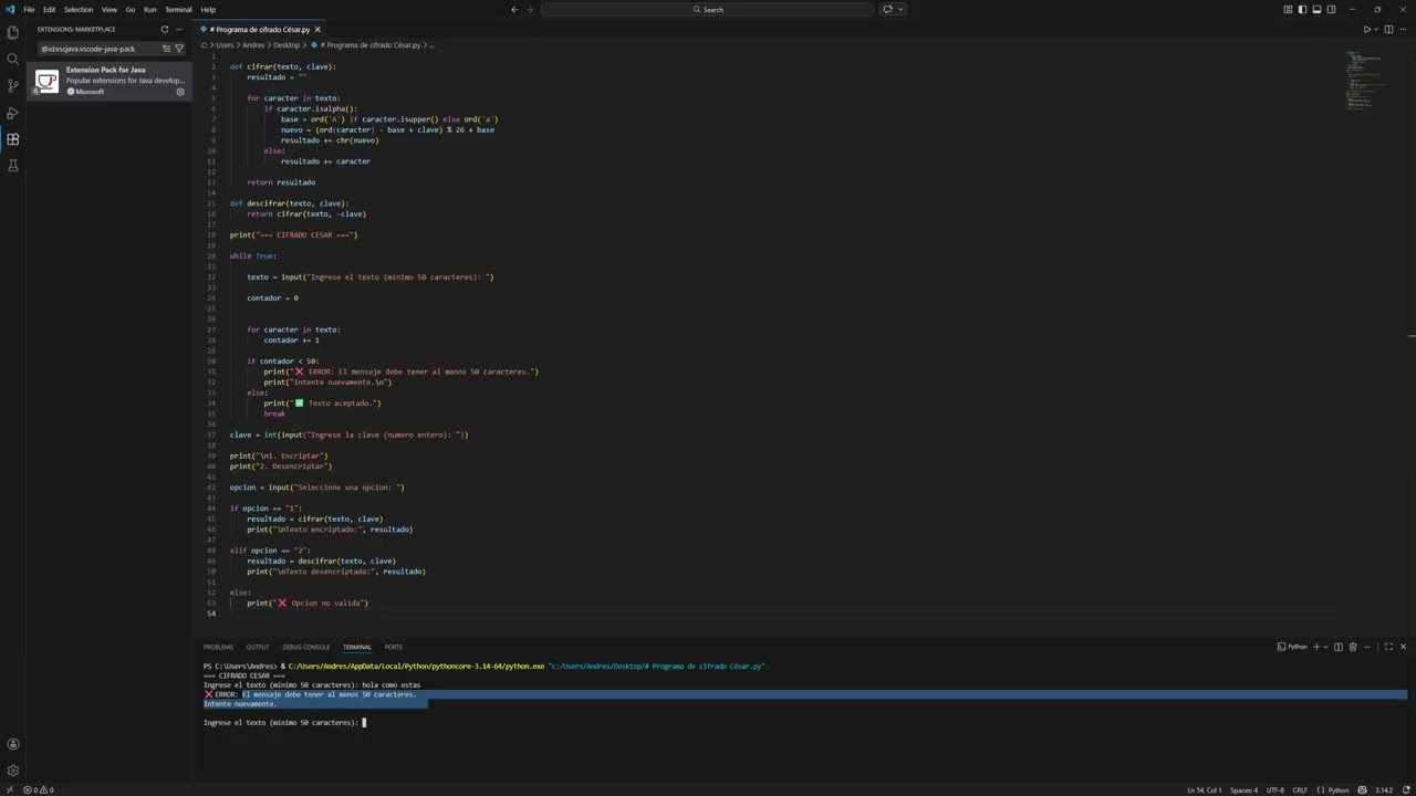 # Programa de cifrado César