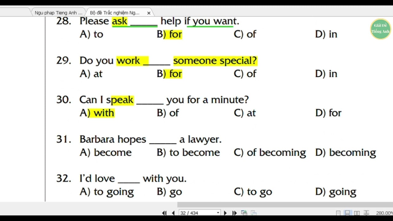 [35] - Bậc A2 - Test 5 (P2) - Bài tập giới từ