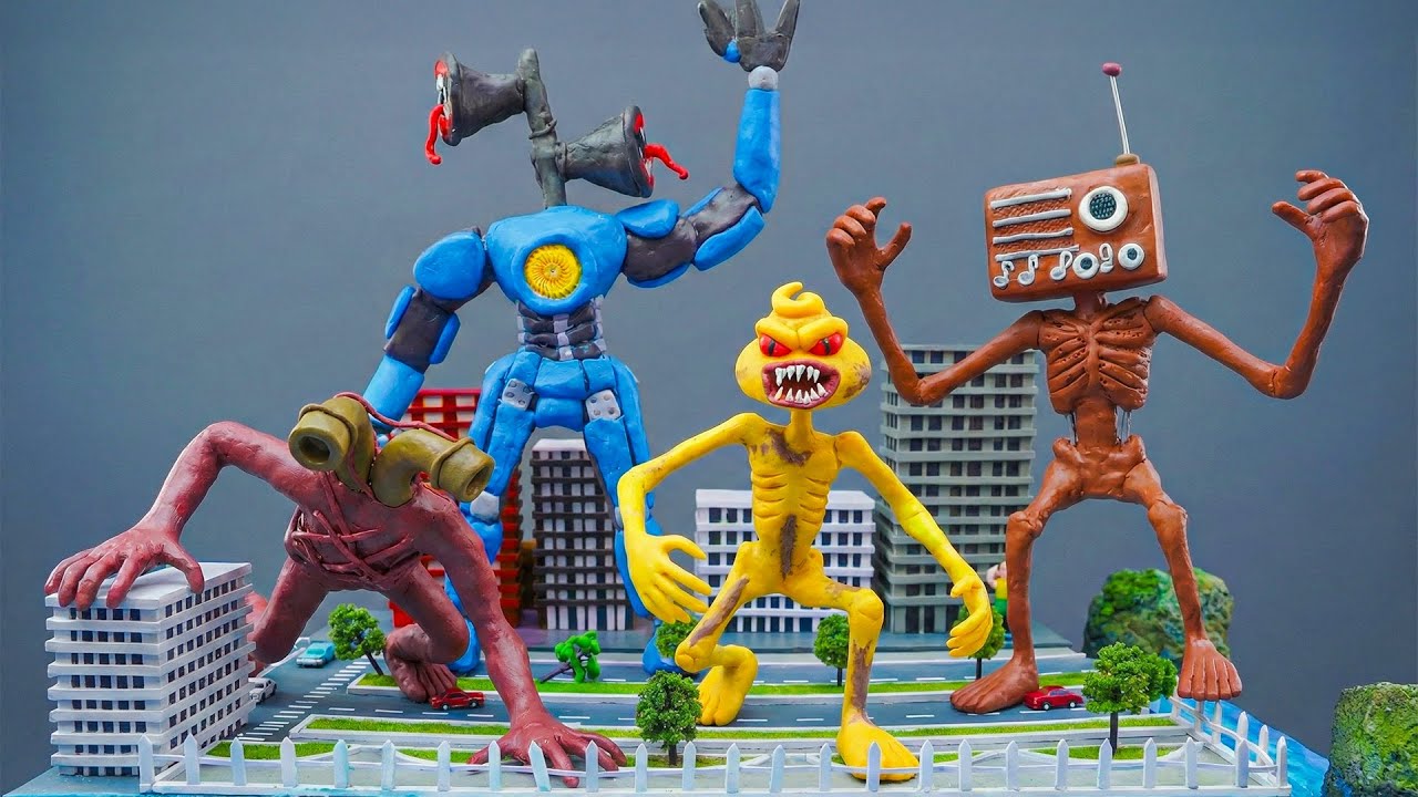 TODOS SIREN HEAD : Mecha Siren, Radio Head, Pipe Head, Poop Head | Trevor Henderson con Clay