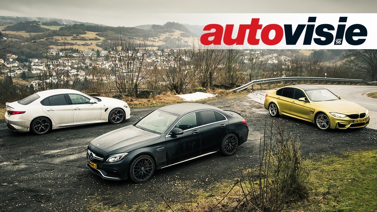 Autovisie TV: BMW M3 versus Mercedes-AMG C 63 S versus Alfa Romeo Giulia Q