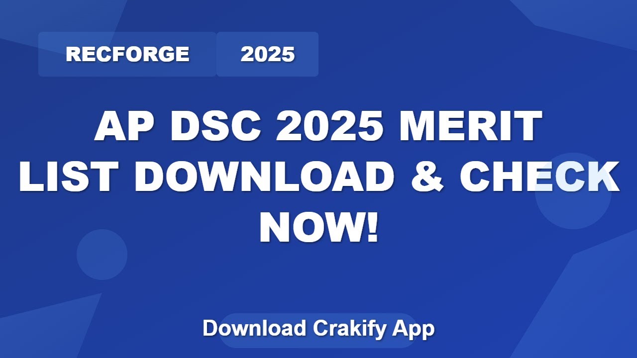 AP DSC 2025 Merit List Released! Check District-wise Results & Download