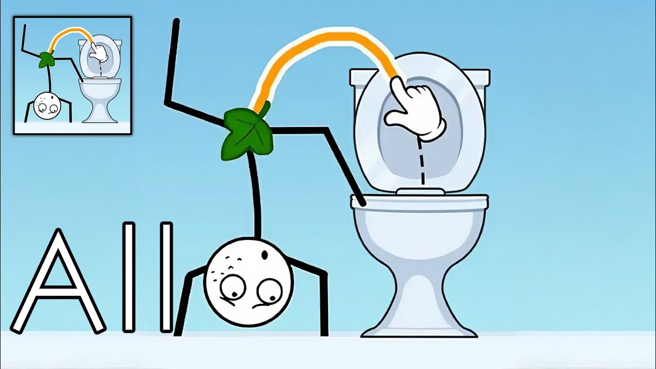 Toilet Time - Gameplay Walkthrough - All Levels 1-100 - Funny Stickman Brain Puzzle Game