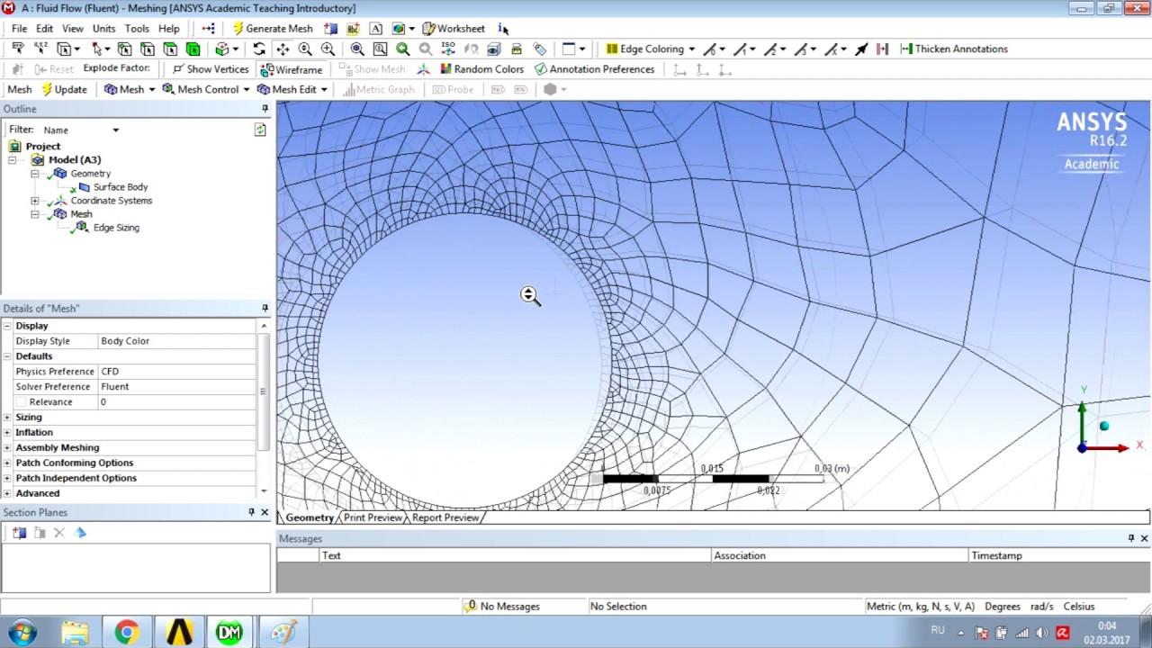 Flow over a cylinder with Transition SST model in ANSYS Fluent (Karman Vortex) / Дорожка Кармана