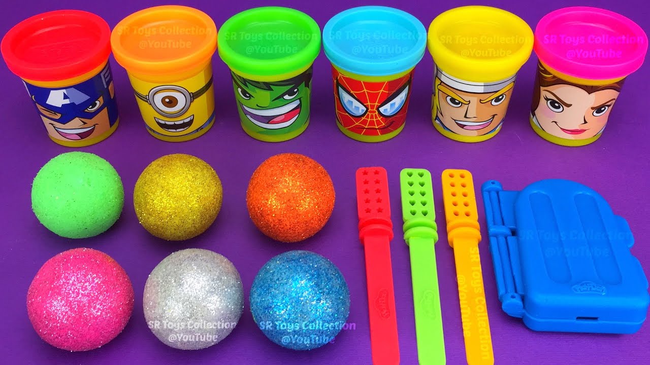 Glitter Play Doh with 3 Ice Cream sticks and Mold