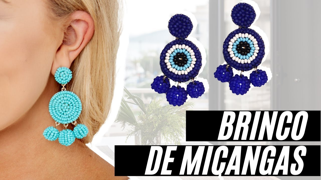 Brinco de Mi&ccedil;angas Bordado em Pedrarias Passo a Passo (DIY Beaded Earrings)