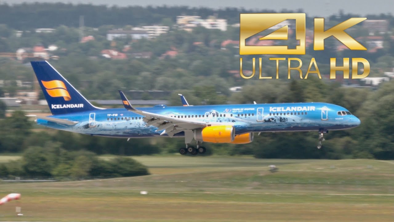 (4K) Boeing 757-256 Icelandair 80 Years of Aviation Livery TF-FIR arrival at Munich Airport MUC EDDM