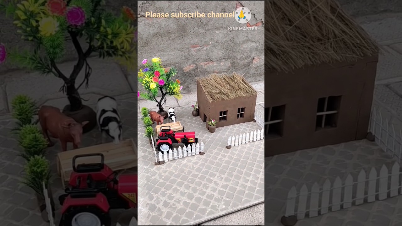 how to make mini clay house | mini clay hut | mini cowshed | mini tractor | #diy #craft #house