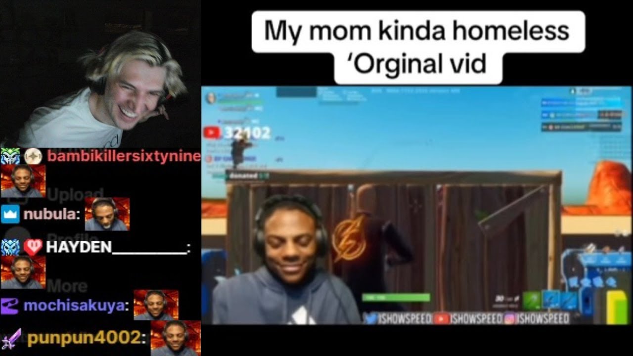 xQc не может перестать смеяться над оригинальным видео «Моя мама вроде как бездомная» от iShowSpeed