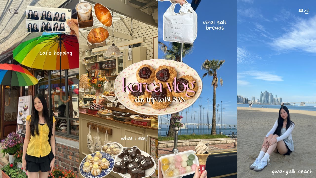 KOREA VLOG ⛱️: однодневная поездка в Пусан, походы по кафе в Иксоне, что я ем, лучший солёный хлеб 🥐