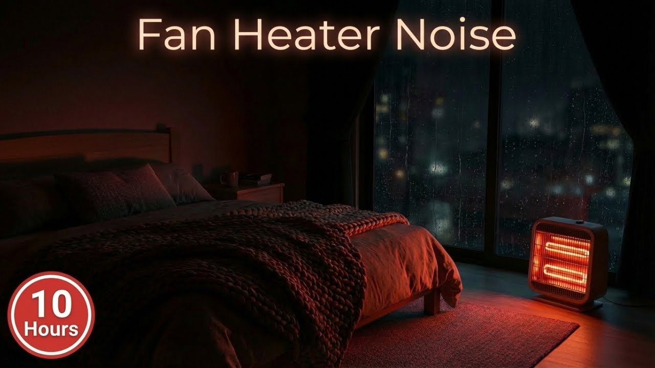 Fan Heater White Noise for Sleep | Rainy Winter Night Ambience | Fan Heater Sounds