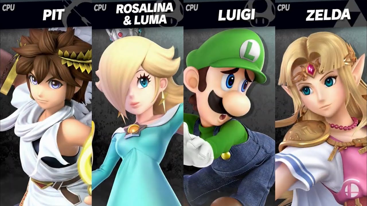 Super Smash Bros. Ultimate - Pit vs Rosalina vs Luigi vs Zelda