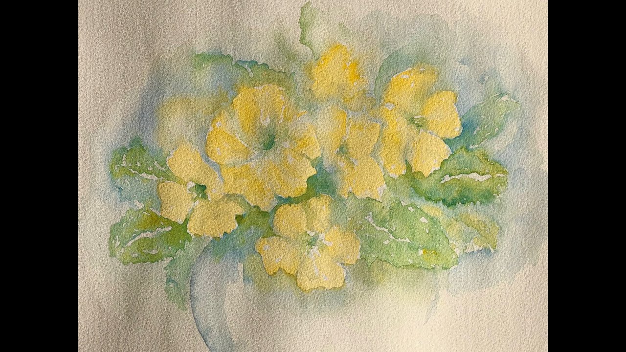 Loose and Free Flowers - Primroses. Painting watercolour tuition by Jan Blanch.