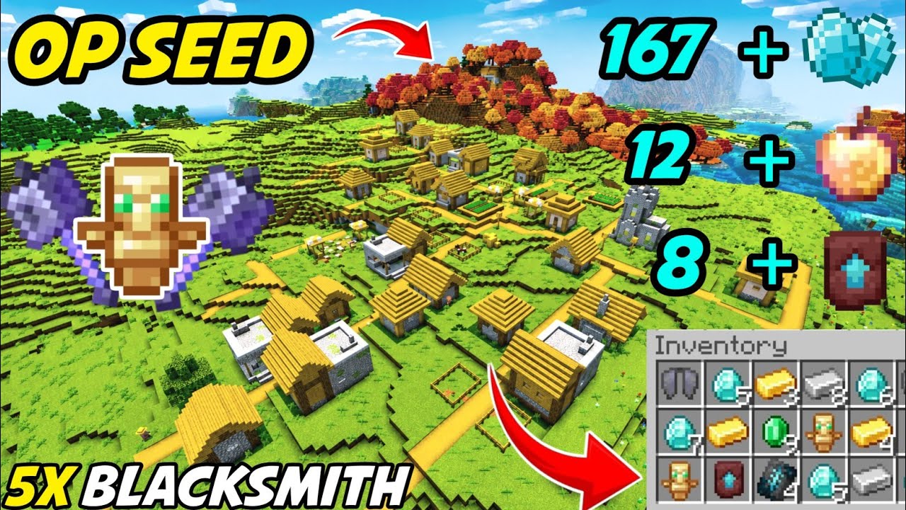 🔥GOD SEED for MINECRAFT BEDROCK 26.44 (five blacksmith village)