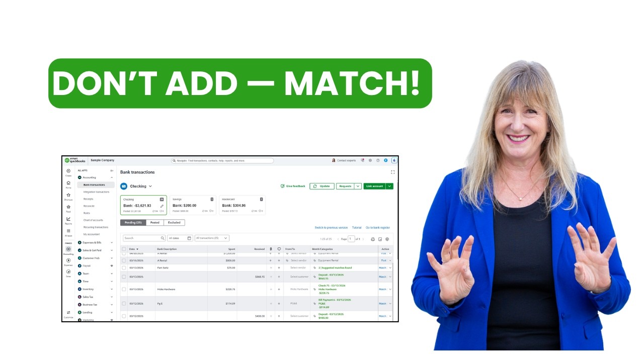 Как сопоставить банковские депозиты в QuickBooks Online