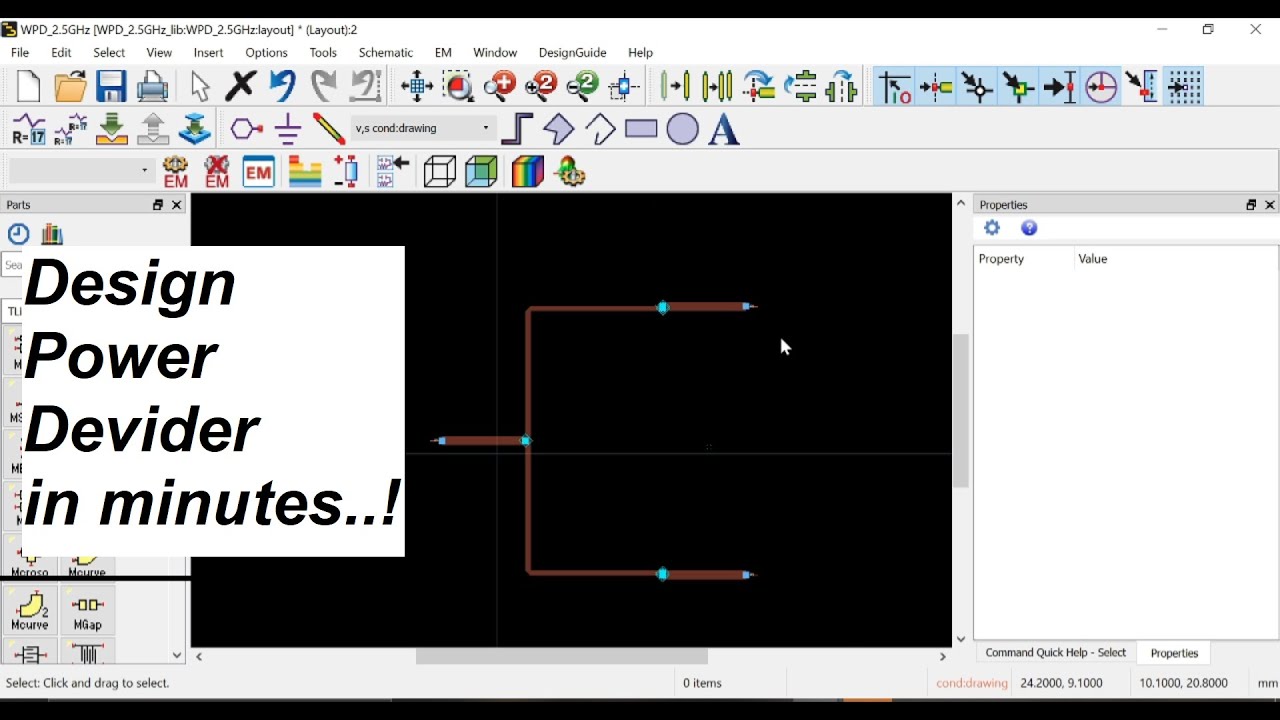 Wilkinson power divider design using ADS.