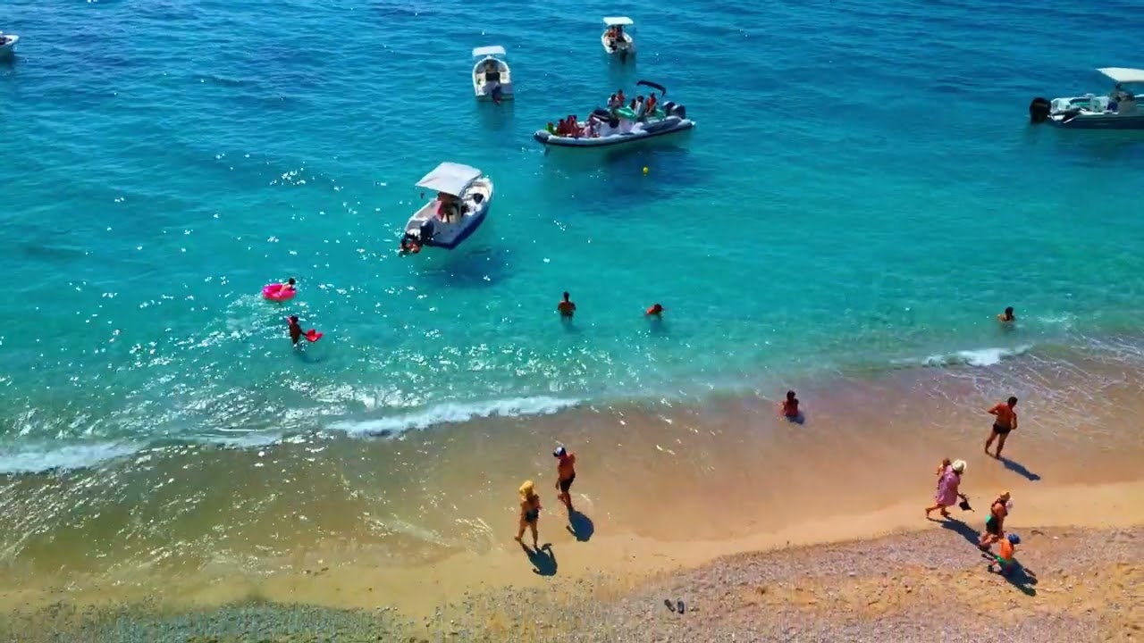 Corfu, Stelari Beach, Liapades - Aerial footage.