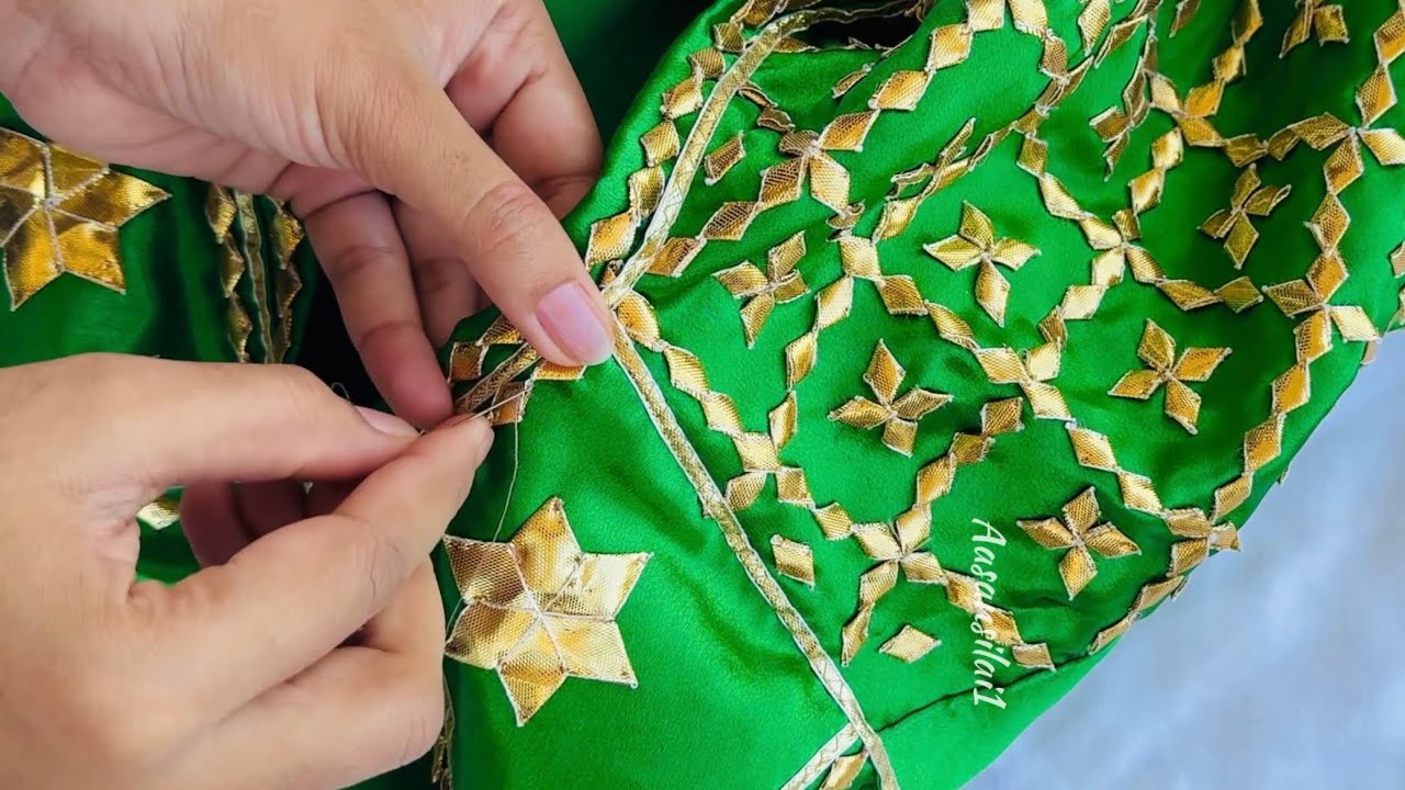  Aangi blouse stitching / handmade gotapatti Aangi blouse stitching /#aangi #handbroidery #gotapatti