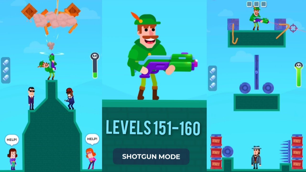 Hitmasters shotgun mode (levels 151-160 walkthrough) skin Robin the Hood / android ios gameplay