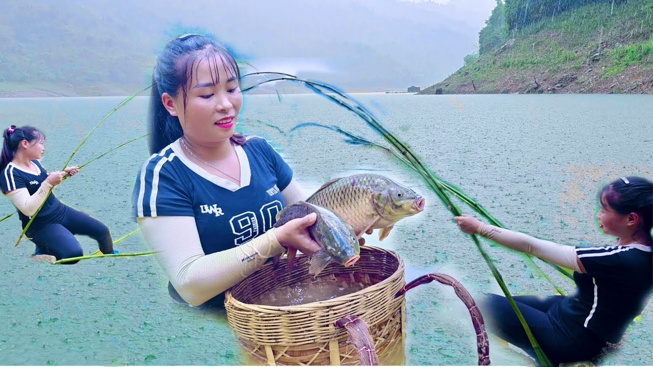 Experience a day of fishing in the rain with Luyen, catching a whole nest of carp.🐬🐬🐬