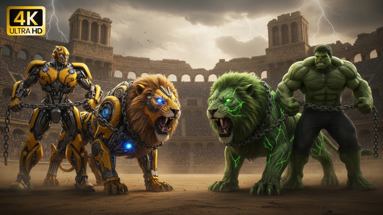 Epic Arena Fight: Bumblebee’s Lion vs Hulk’s Monster Lion