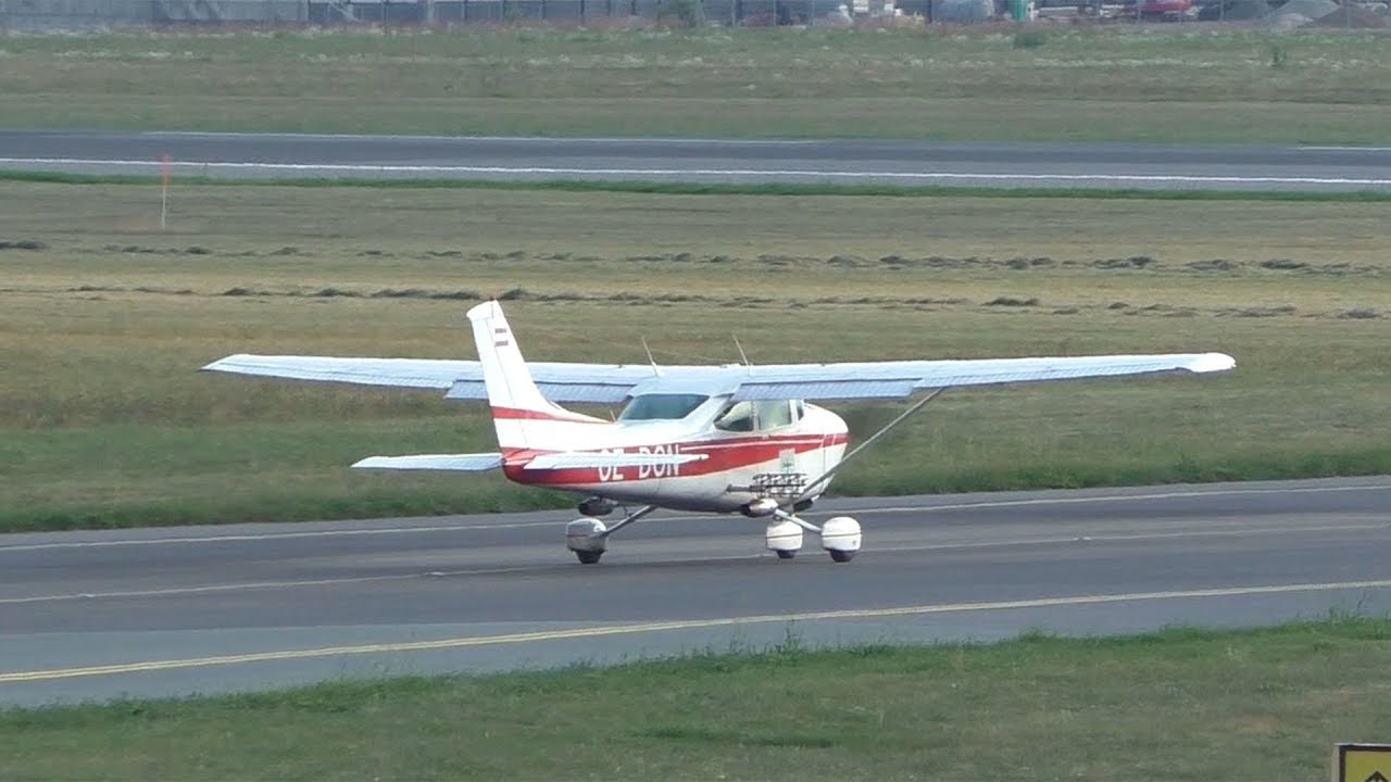 Steirische Hagelabwehr Cessna 182 takeoff at Graz Airport | OE-DON