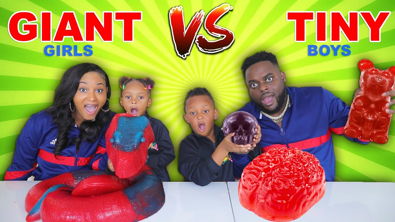 GIANT GUMMY FOOD vs TINY GUMMY FOOD CHALLENGE (SIS VS BRO) | THE BEAST FAMILY