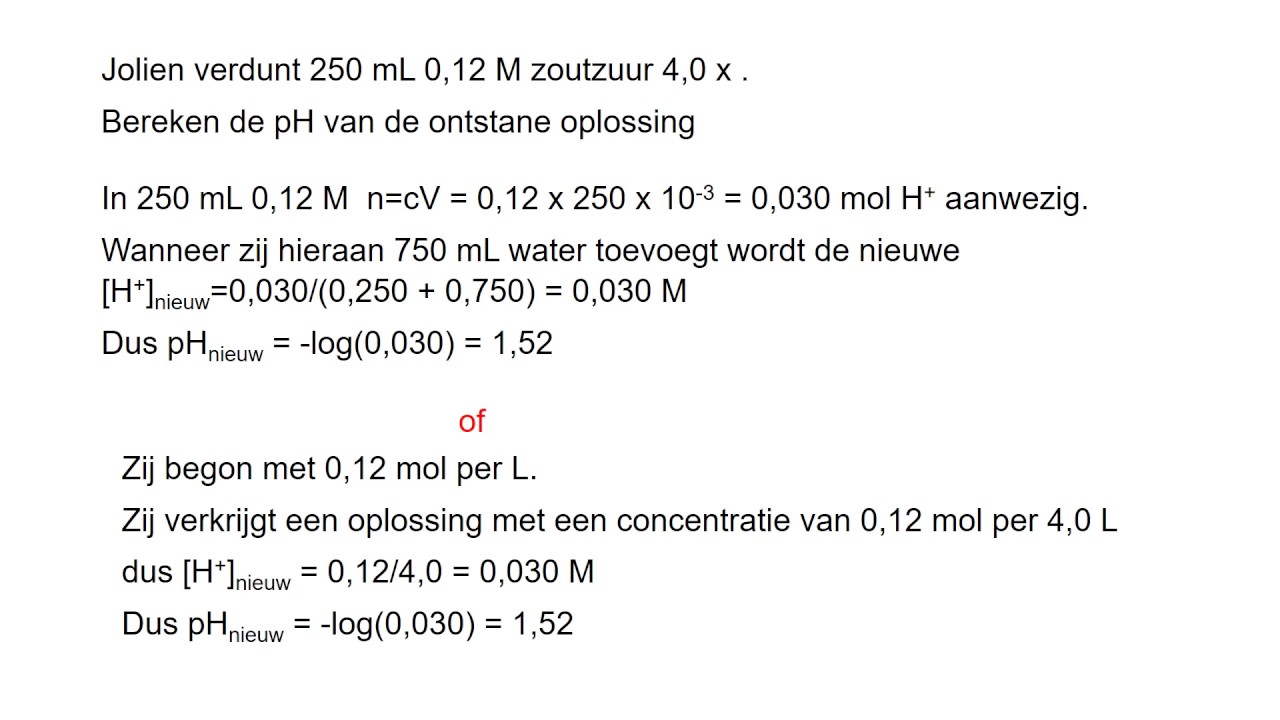 Oefenen met pH berekeningen (aan de hand van reactievergelijkingen)